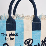 Borsa donna Colette a righe bianca e celeste COLETTE 02629L MC2 SAINT BARTH 