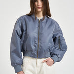 Bomber donna cropped in nylon grigio 12156 DARKGREY ANINE BING 