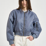 Bomber donna cropped in nylon grigio 12156 DARKGREY ANINE BING 