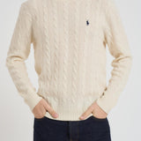 Maglia uomo a trecce panna 710876762 010 RALPH LAUREN 