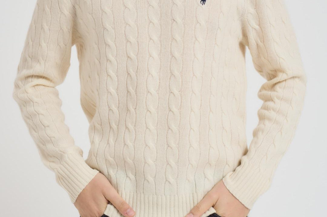 Maglia uomo a trecce panna 710876762 010 RALPH LAUREN 