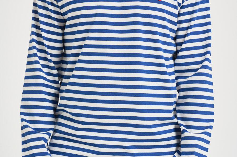 Maglia uomo a righe bianca e blu T164 NAVYWHITE COMME DES GARCON PLAY 