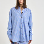 Camicia donna over a righe blu e bianco TM190901D LIGHTBLUESAFFRON THE ANDAMANE 