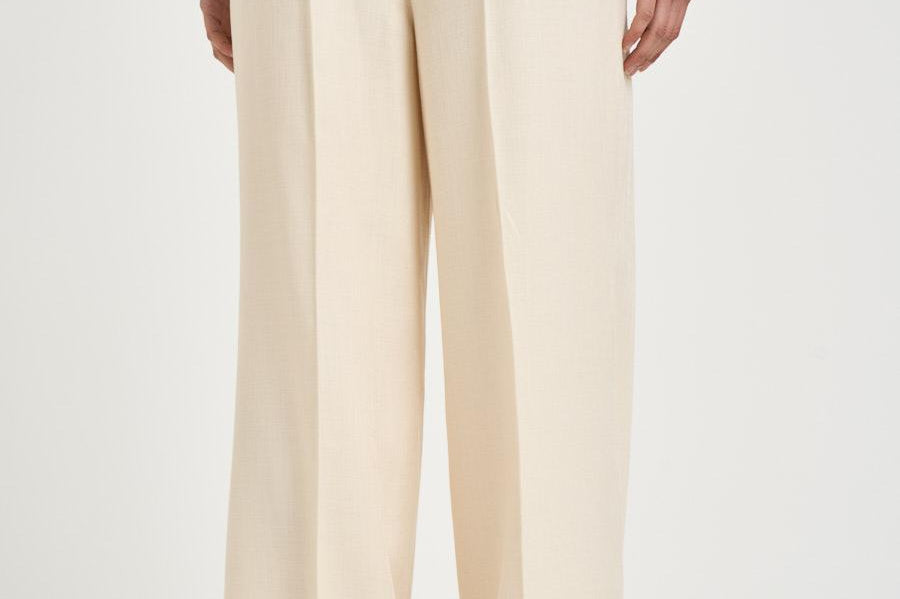 Pantalone donna gamba larga avorio 106918 A2W6C00 PINKO 
