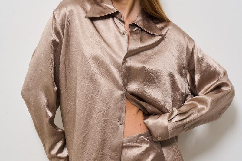 Camicia donna Naia satinata tortora 31327 8934 FILIPPA K 