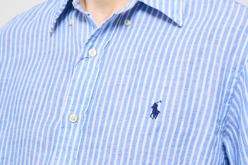 Camicia uomo a righe bianche e celesti 710873446 001 RALPH LAUREN 