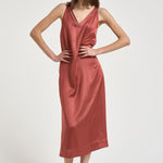 Abito donna midi rosso mattone A02056 06638124 PESERICO 