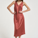 Abito donna midi rosso mattone A02056 06638124 PESERICO 