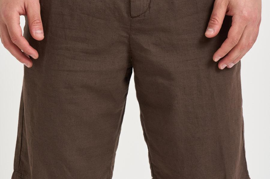 Bermuda uomo in lino marrone 26P717 82 PERFECTION 