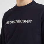 Felpa uomo girocollo blu con stampa logo 8N1MR6 1JRIZF905 EMPORIO ARMANI 