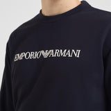 Felpa uomo girocollo blu con stampa logo 8N1MR6 1JRIZF905 EMPORIO ARMANI 