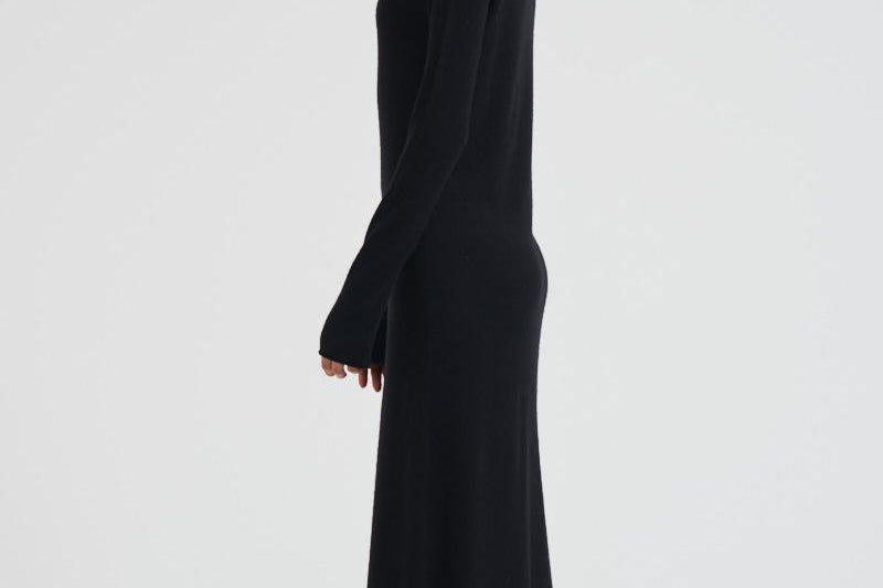 Abito donna lungo con collo alto nero 2025346 BLACK LISA YANG 