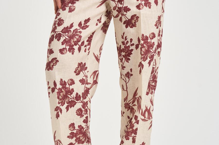 Pantalone donna stampa floreale panna S6SS66 FLW65 SEMICOUTURE 