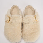 Scarpa donna Boston Big Buckle Sheraling Mule bianca 1025664 EGG SHELL BIRKENSTOCK 