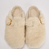 Scarpa donna Boston Big Buckle Sheraling Mule bianca 1025664 EGG SHELL BIRKENSTOCK 