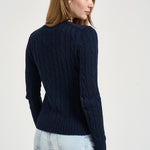 Maglia donna girocollo a trecce blu notte 211971869 008 RALPH LAUREN 