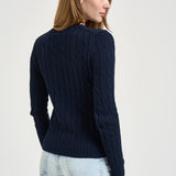 Maglia donna girocollo a trecce blu notte 211971869 008 RALPH LAUREN 