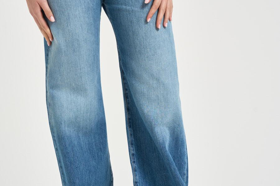 Jeans donna wide leg in denim blu 101733A323 WANDAPJO PINKO 