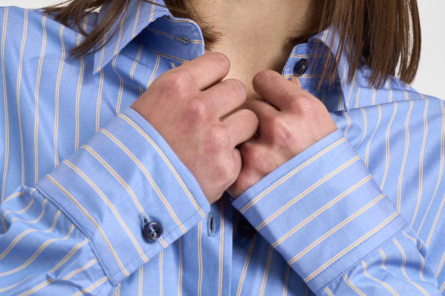 Camicia donna over a righe blu e bianco TM190901D LIGHTBLUESAFFRON THE ANDAMANE 
