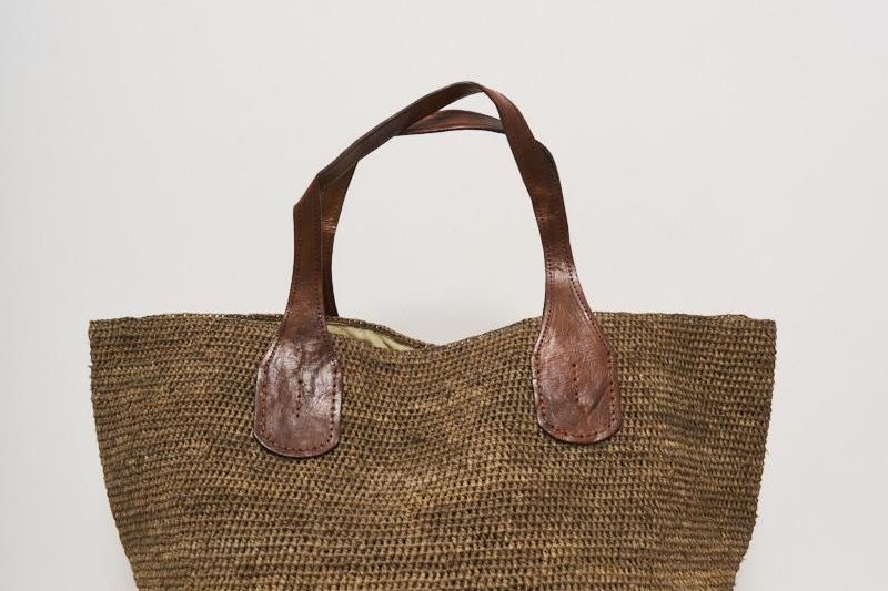 Borsa donna Tokyo in rafia marrone TOKYOII DARKTEA IBELIV 