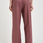 Pantalone donna palazzo in lino rosa malva S6SN38 H92 SEMICOUTURE 