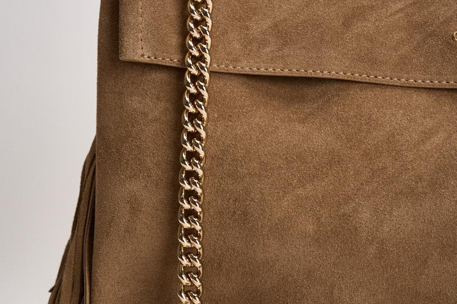 Borsa donna Venus Midi in suede tortora B02212 BISCOTTO ORCIANI 