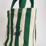 Borsa tote donna in cotone a righe verde STRIPESPOP 51 MC2 SAINT BARTH 
