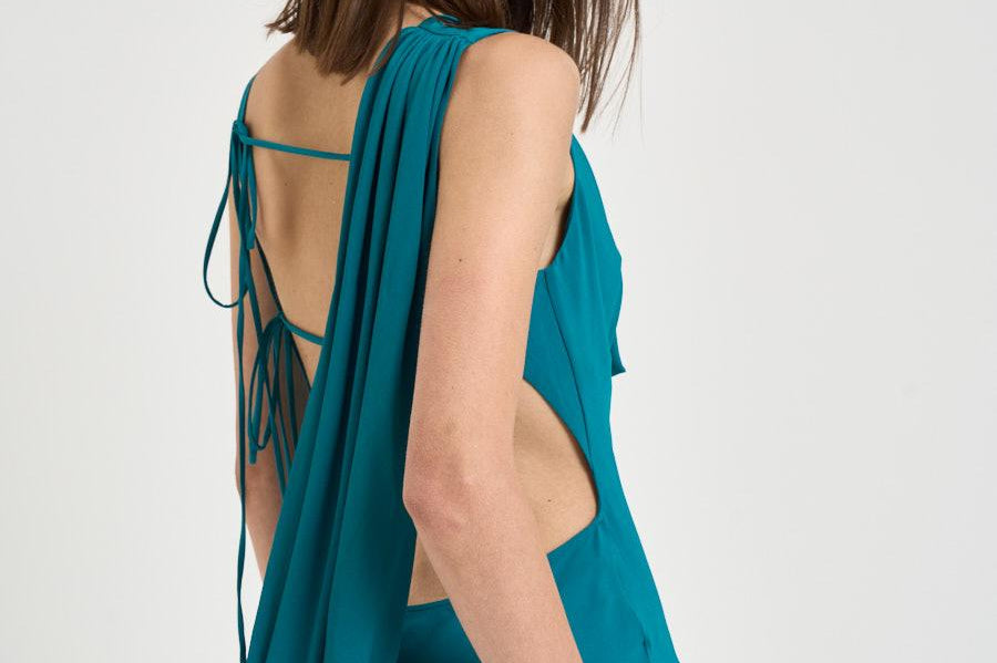 Abito donna lungo verde petrolio TM190138A JADE THE ANDAMANE 