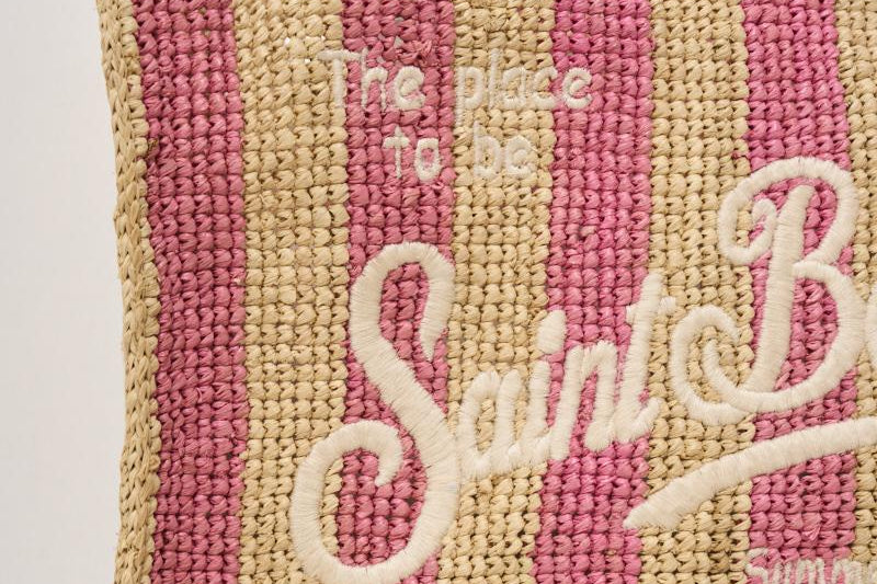 Borsa donna Colette in rafia a righe rosa COLETTERAFIA 01527H MC2 SAINT BARTH 