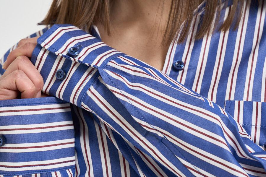Set camicia e shorts donna over a righe blu TM196419B BLUEROUGENOIR THE ANDAMANE 