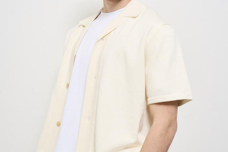 Camicia uomo in cotone panna LDM310155 215215IVORY LES DEUX 