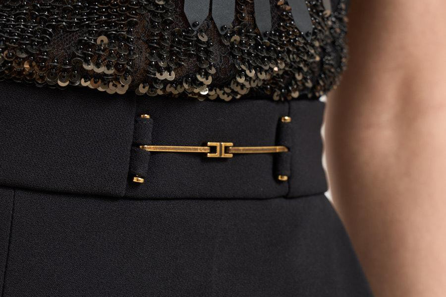 Abito donna tuta nera con strass TU066 110 ELISABETTA FRANCHI 