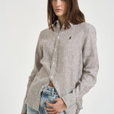 Camicia donna a righe marroni 211A96158 007 RALPH LAUREN 