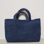 Borsa donna a mano in rafia blu V3.3EV VINTAGENAVY MANEBI' 