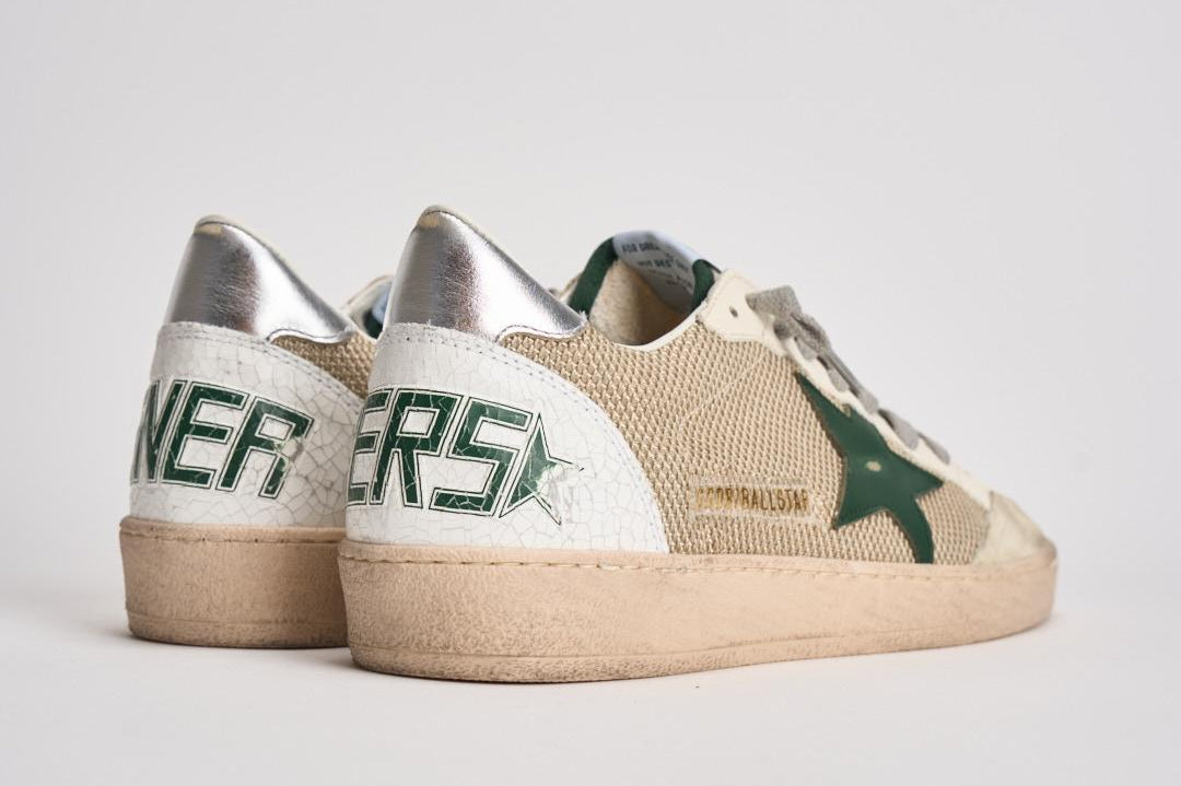 Sneakers uomo Ball Star beige e verde GMF00117 F00816183257 GOLDEN GOOSE 