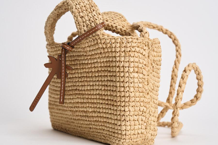 Borsa donna in rafia naturale ecru V8.8EW NATURAL MANEBI' 