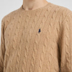 Maglia uomo a treccia cammello 710876762 009 RALPH LAUREN 