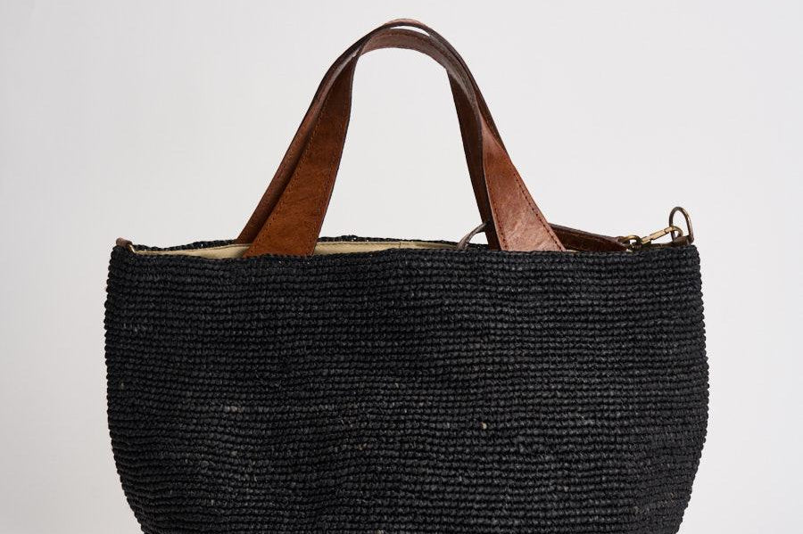 Borsa donna Mirozy in rafia nera MIROZY BLACK IBELIV 