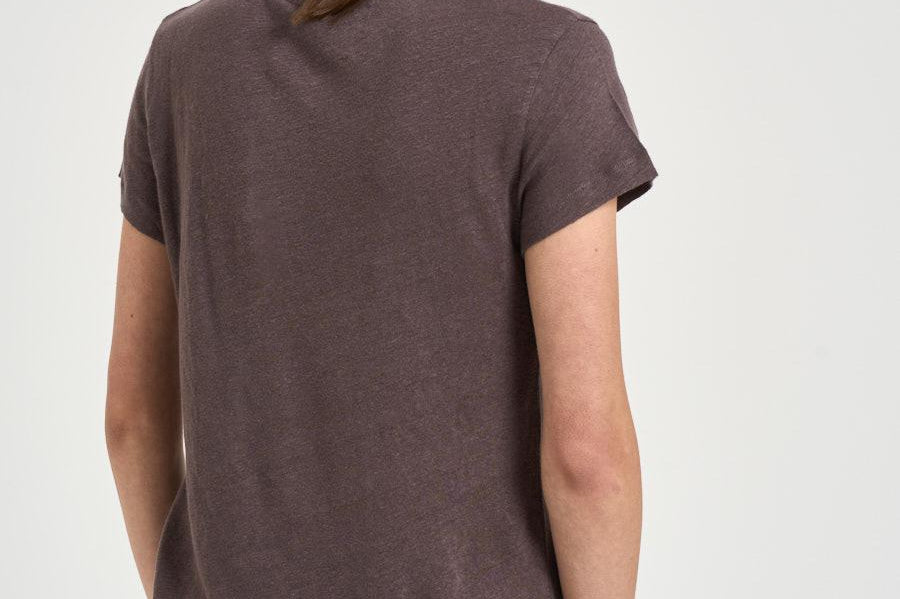 T-shirt donna in lino tortora THIRD MOCHA IRO 