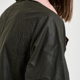 Giacca donna Beadnell Waxed verde scuro e rosa LWX1403 OL99 BARBOUR 