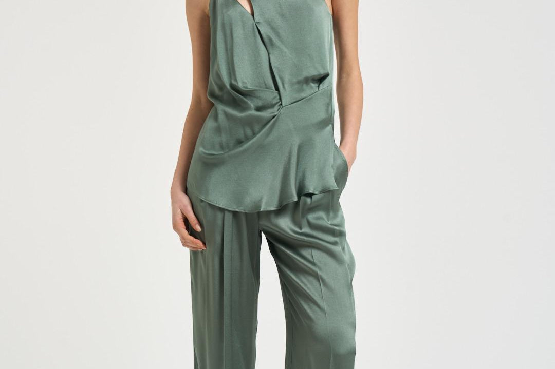 Top monospalla Carmita donna verde salvia Y6SM03 S29 SEMICOUTURE 