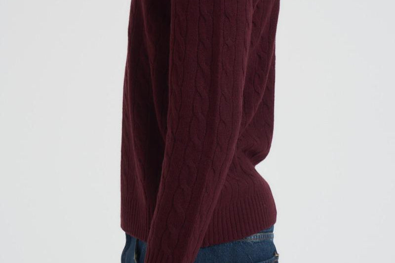 Maglia uomo a treccia bordeaux 710876762 011 RALPH LAUREN 