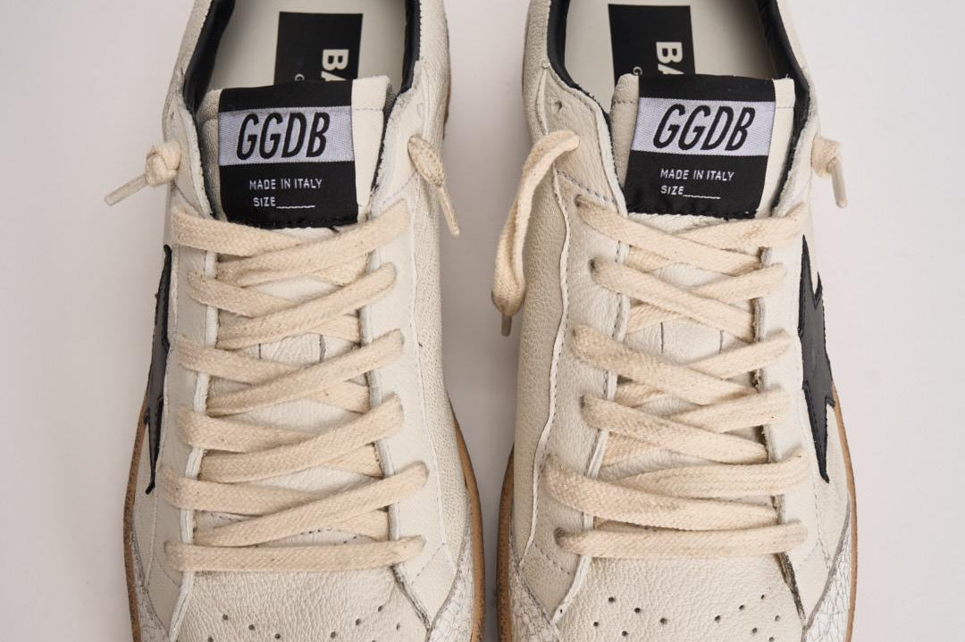 Sneakers uomo ball-star bianca e nero GMF00117 F00377110283 GOLDEN GOOSE 