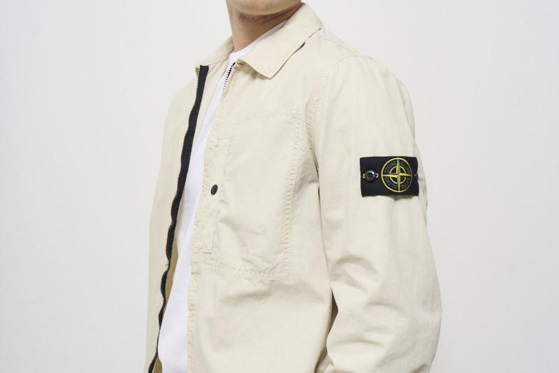 Camicia uomo panna con zip 1200032 S00WNV0195 STONE ISLAND 
