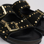 Sandalo donna Arizona nero con borchie oro<BR/> 1027855 BLACK BIRKENSTOCK 