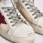 Sneakers uomo Super-Star bianca e bordeaux GMF00104 F00872615984 GOLDEN GOOSE 