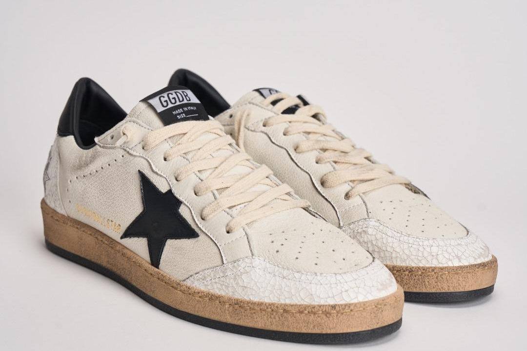 Sneakers uomo ball-star bianca e nero GMF00117 F00377110283 GOLDEN GOOSE 