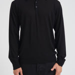 Polo uomo in lana merino nera GMP01353 P00104190100 GOLDEN GOOSE 