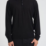 Polo uomo in lana merino nera GMP01353 P00104190100 GOLDEN GOOSE 