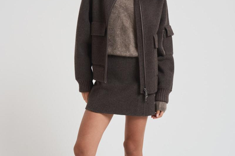 Giubbotto donna in lana grigio D431747 LEAK886MORO P.a.r.o.s.h. 